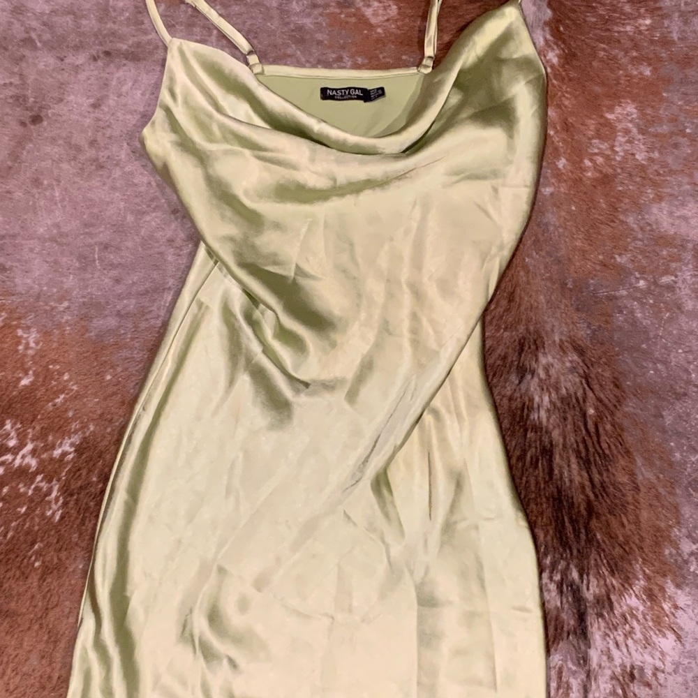 Nasty Gal Light Green Satin Dress